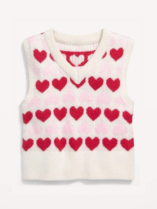 View large product image 1 of 2. Heart-Print Jacquard Sweater Vest for Girls