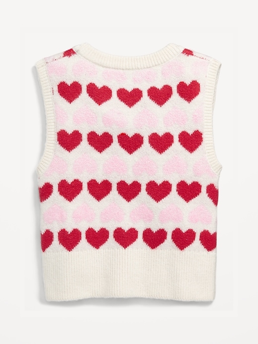 View large product image 2 of 2. Heart-Print Jacquard Sweater Vest for Girls
