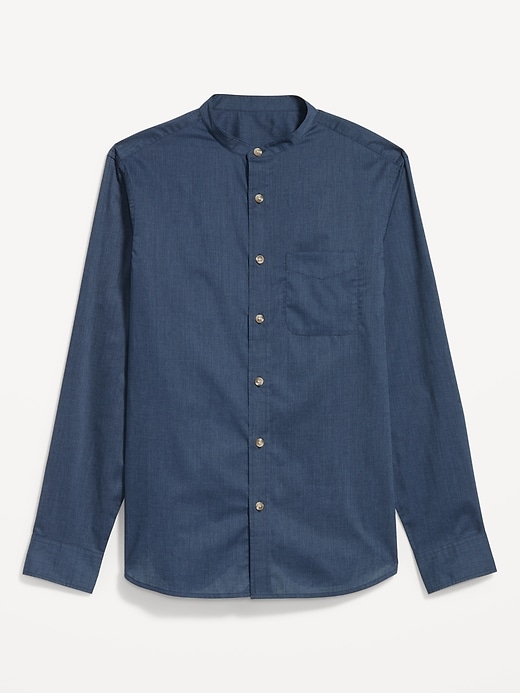 Banded-Collar Non-Stretch Shirt | Old Navy