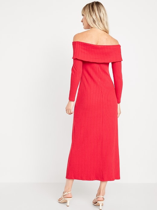 Image number 2 showing, Off-Shoulder Rib-Knit Maxi Dress