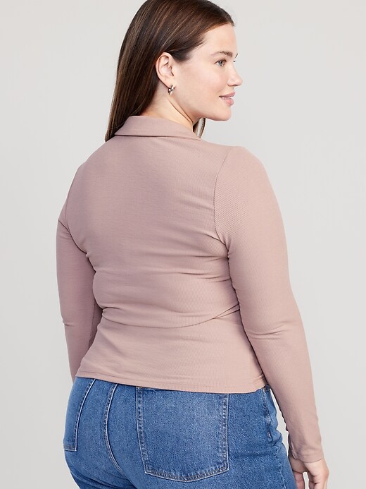 Image number 8 showing, Fitted Long-Sleeve Button-Front Top