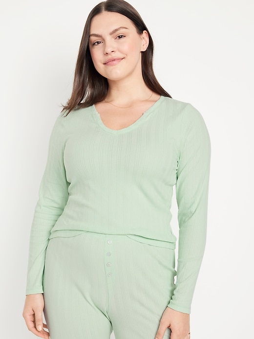 Image number 5 showing, Pointelle Knit Pajama Top