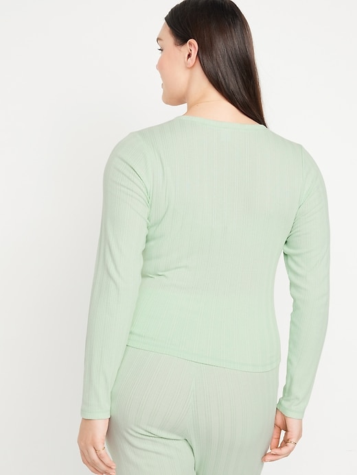 Image number 6 showing, Pointelle Knit Pajama Top