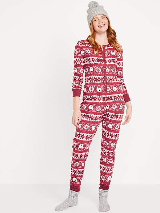 Image number 1 showing, Thermal-Knit Pajama One-Piece