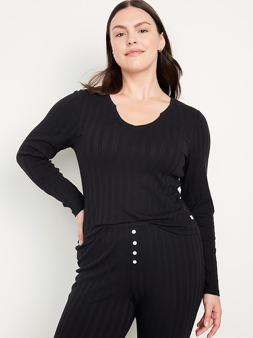 Image number 5 showing, Pointelle Knit Pajama Top