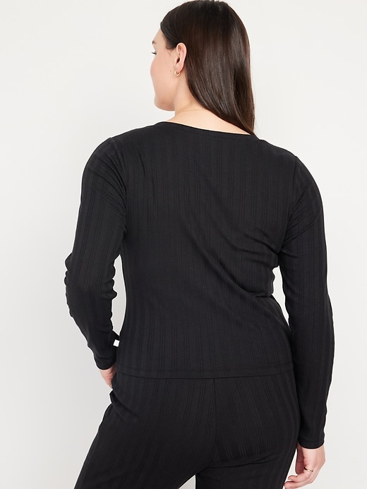 Image number 6 showing, Pointelle Knit Pajama Top