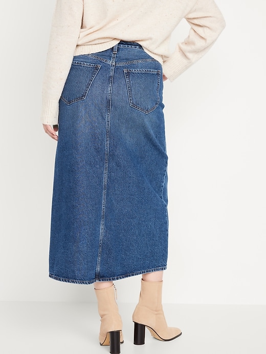 Image number 6 showing, High-Waisted Jean Midi Skirt