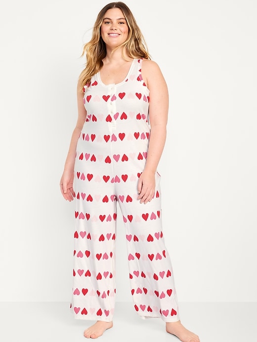 Image number 7 showing, Valentine Print Henley Pajama Jumpsuit