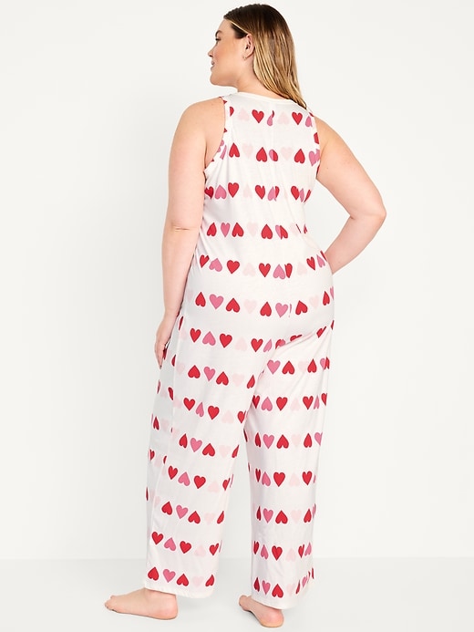 Image number 8 showing, Valentine Print Henley Pajama Jumpsuit