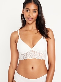 Anniston Lace Frill Triangle Bralette - White - MESHKI U.S