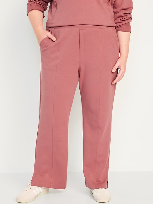 Image number 7 showing, High-Waisted Dynamic Fleece Wide-Leg Trouser Pants