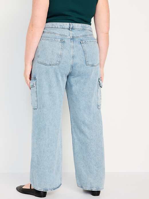 Image number 8 showing, Extra High-Waisted Wide-Leg Cargo Jeans