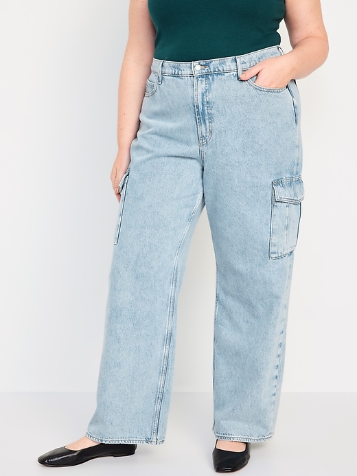 Image number 7 showing, Extra High-Waisted Wide-Leg Cargo Jeans