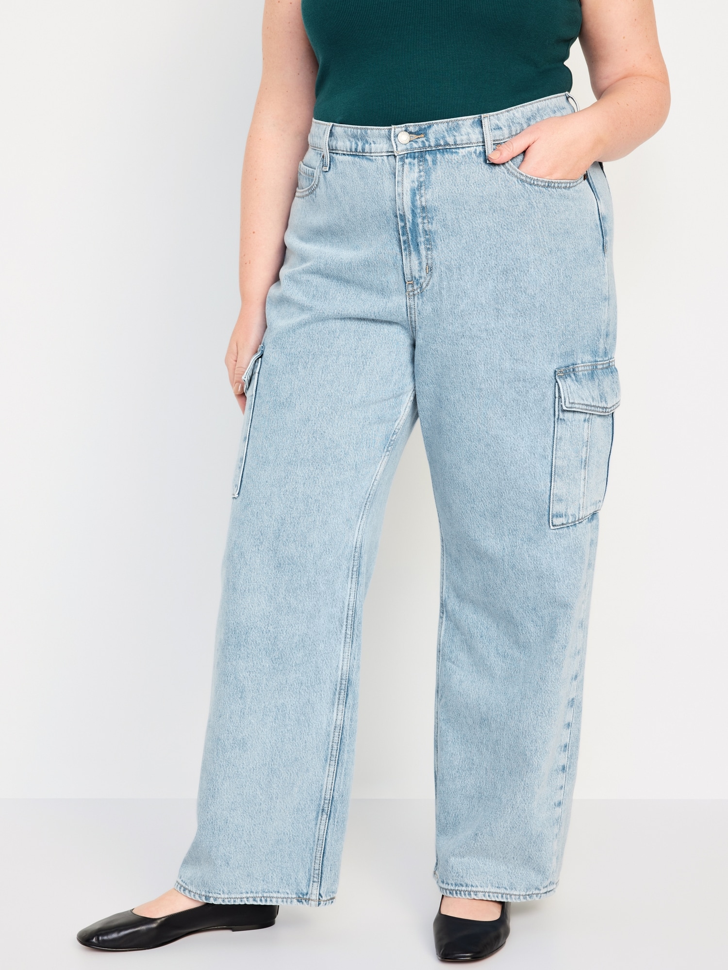 Deep Blue Cargo jeans with large pockets, Womens Jeans