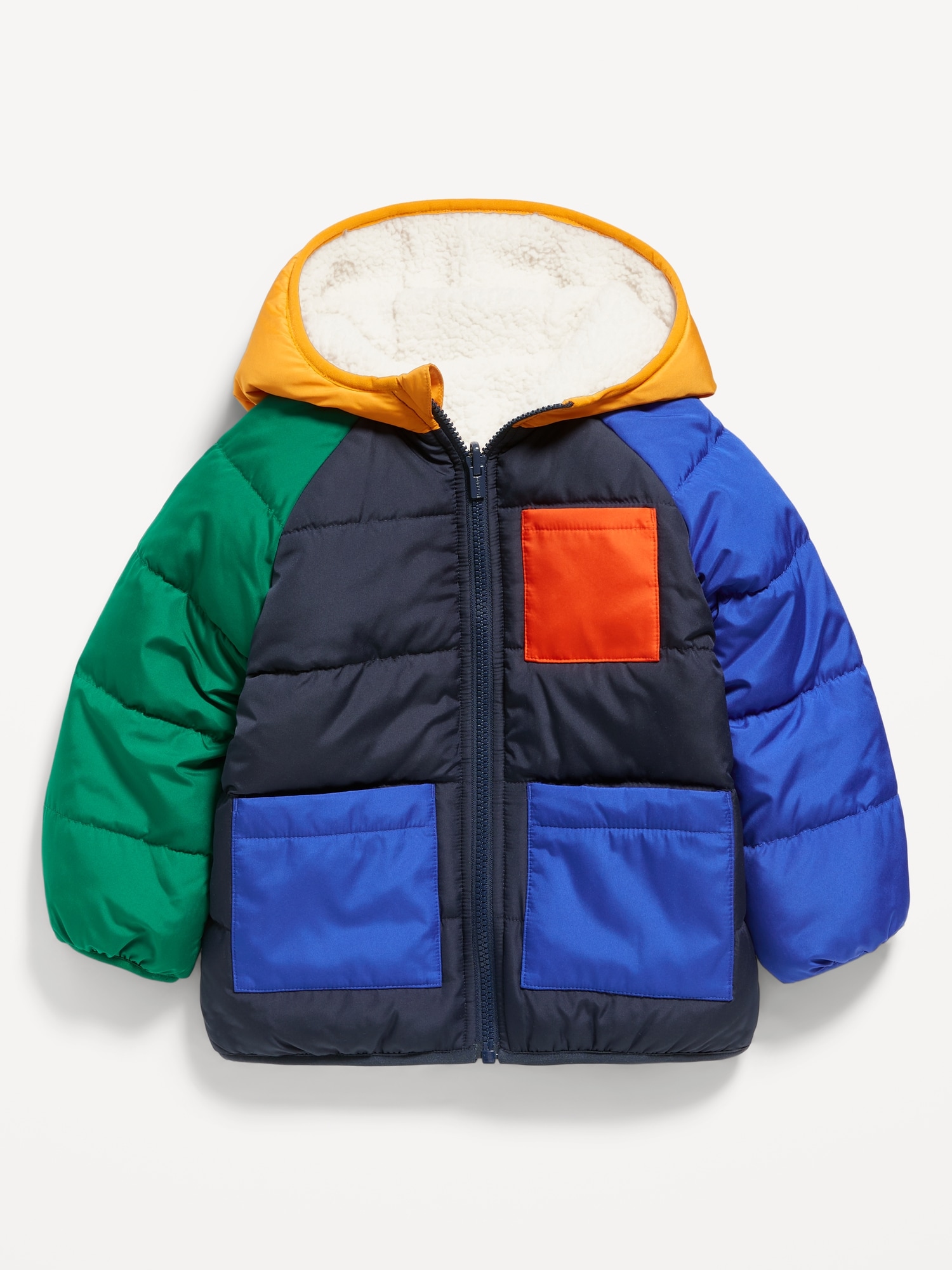 Unisex Color-Block Reversible Puffer Jacket for Toddler