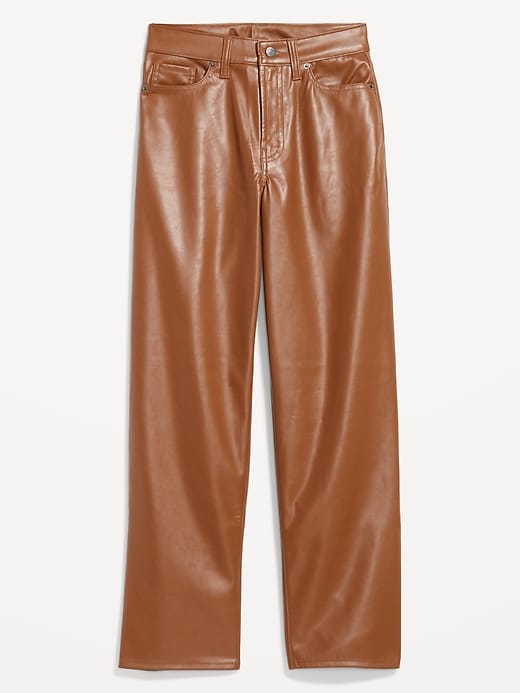 Image number 4 showing, High-Waisted OG Loose Faux-Leather Pants
