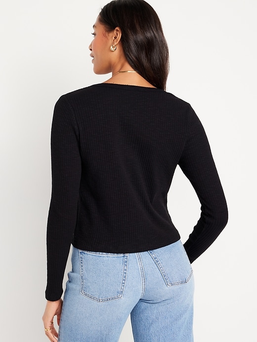 Image number 2 showing, Button-Front Rib-Knit Top