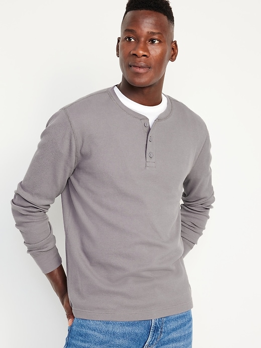 Image number 1 showing, Waffle-Knit Henley T-Shirt