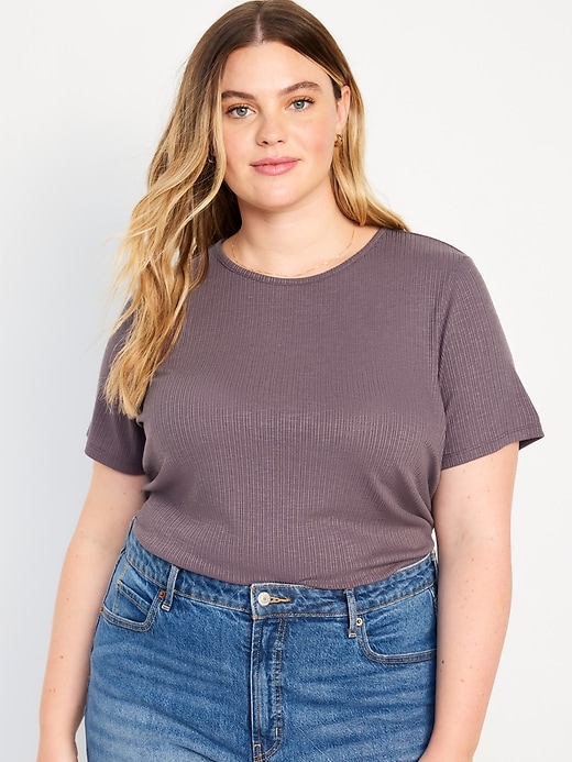 Luxe Ribbed Slub-Knit T-Shirt for Women | Old Navy