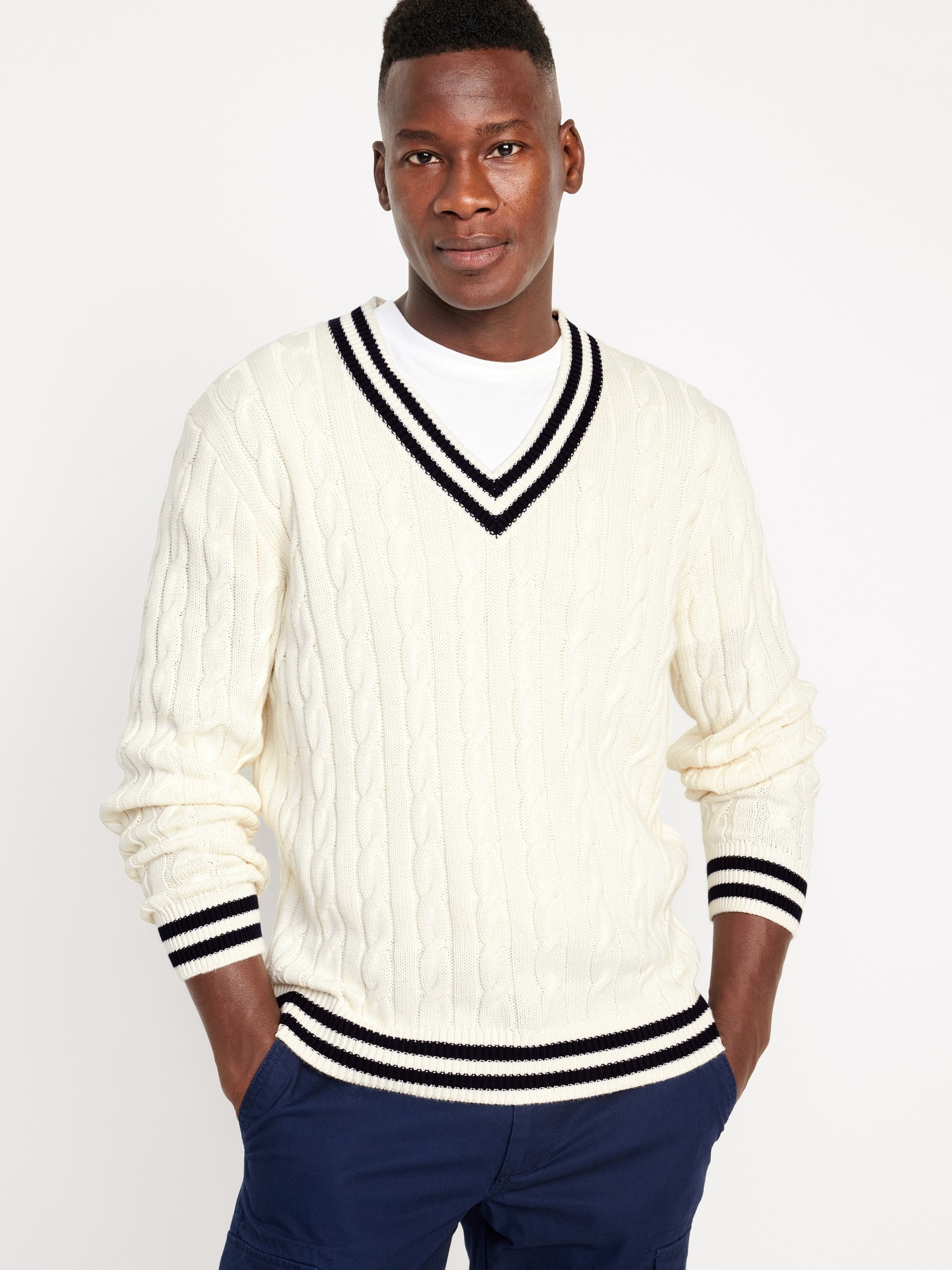 Wool Knit V Neck Sweater