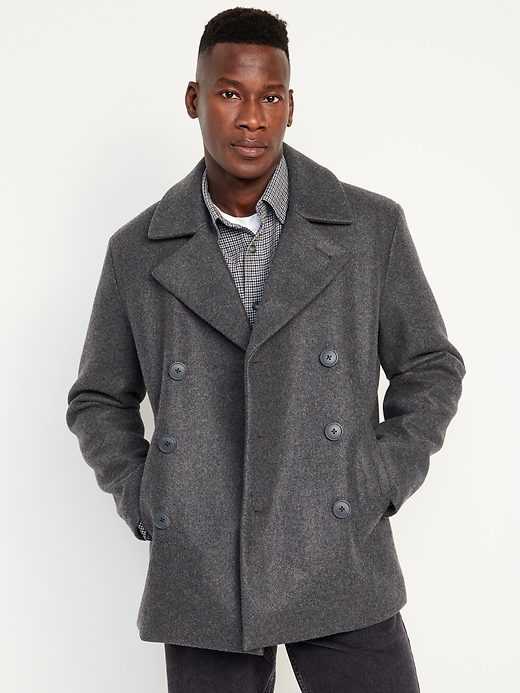 Image number 1 showing, Soft-Brushed Double-Breasted Peacoat