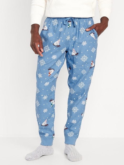 Image number 1 showing, Matching Printed Flannel Jogger Pajama Pants