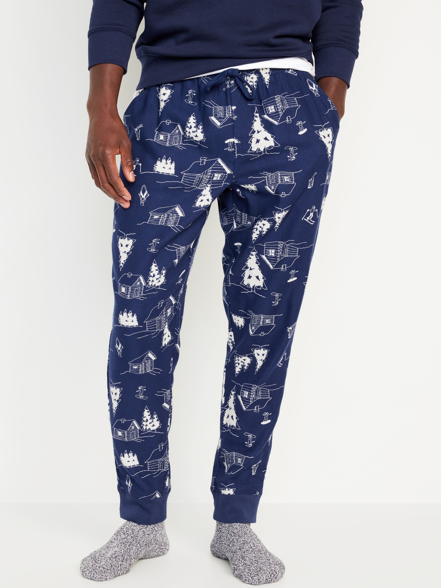 Men's Flannel Jogger Lounge Pants - Charcoal/Blue