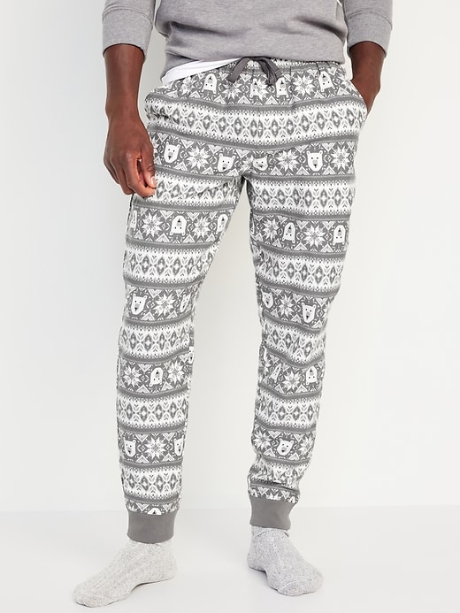 View large product image 1 of 3. Matching Printed Flannel Jogger Pajama Pants