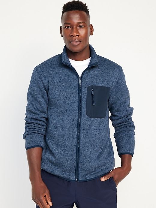 Image number 1 showing, Fleece-Knit Sherpa-Lined Zip Jacket