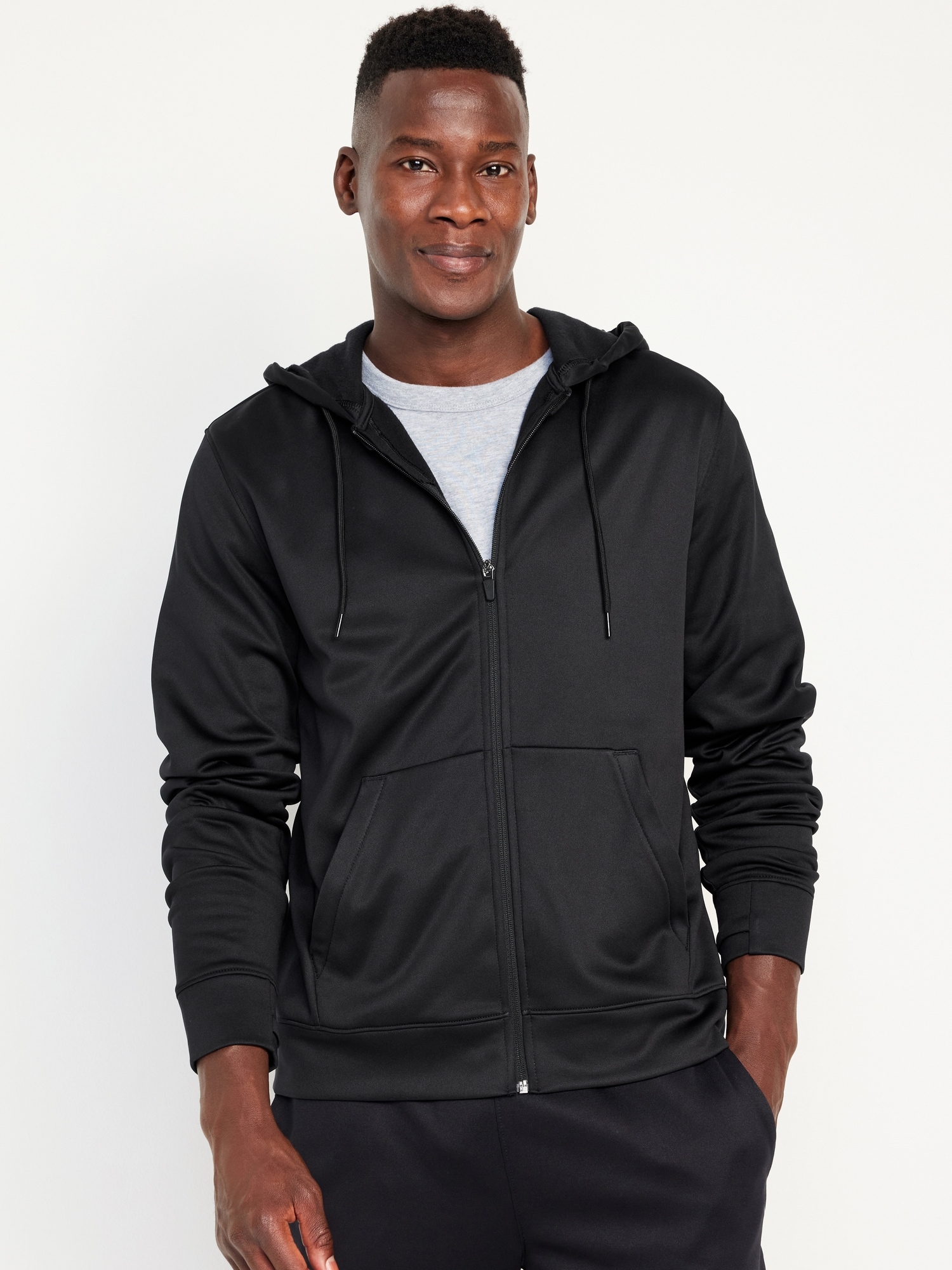 Hanes Men's Sport Performance Fleece Full-Zip Hoodie, Black, S