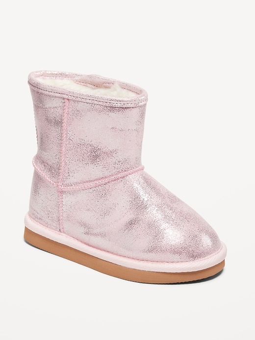 View large product image 1 of 3. Faux-Suede Sherpa-Lined Boots for Toddler Girls
