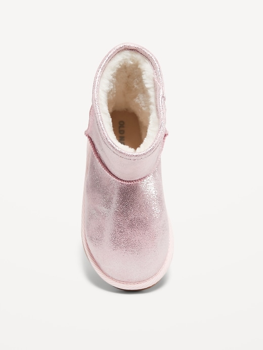 View large product image 2 of 3. Faux-Suede Sherpa-Lined Boots for Toddler Girls