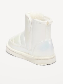 View large product image 3 of 3. Iridescent Quilted Faux-Fur Trim Booties for Toddler Girls