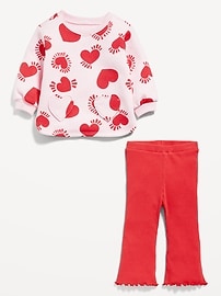 View large product image 3 of 3. Heart-Print Tunic Sweatshirt and Flare Leggings Set for Baby