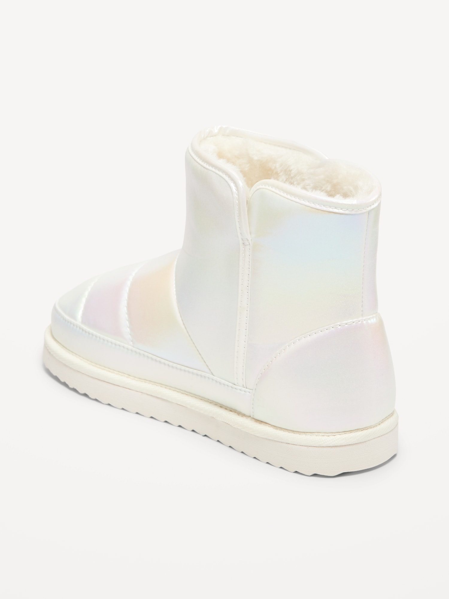 Iridescent Faux-Fur Lined Ankle Booties for Girls | Old Navy