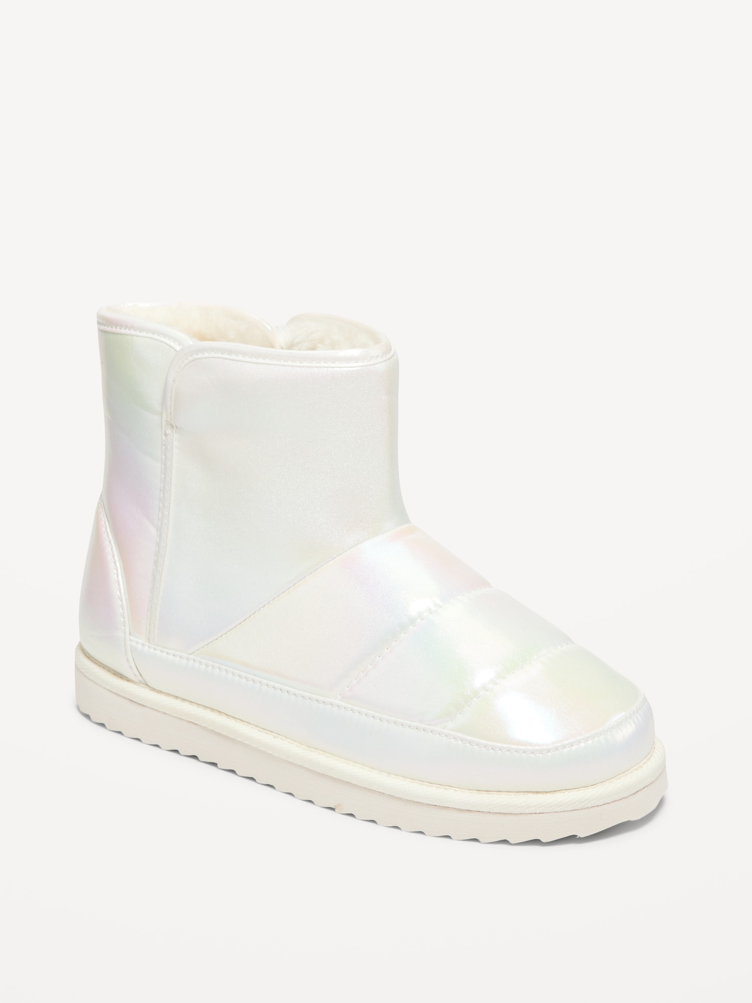 Iridescent Faux-Fur Lined Ankle Booties for Girls | Old Navy