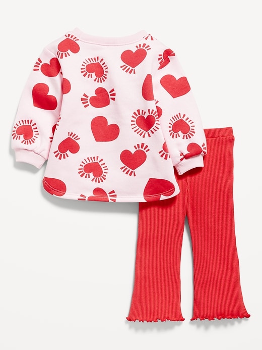 View large product image 2 of 3. Heart-Print Tunic Sweatshirt and Flare Leggings Set for Baby