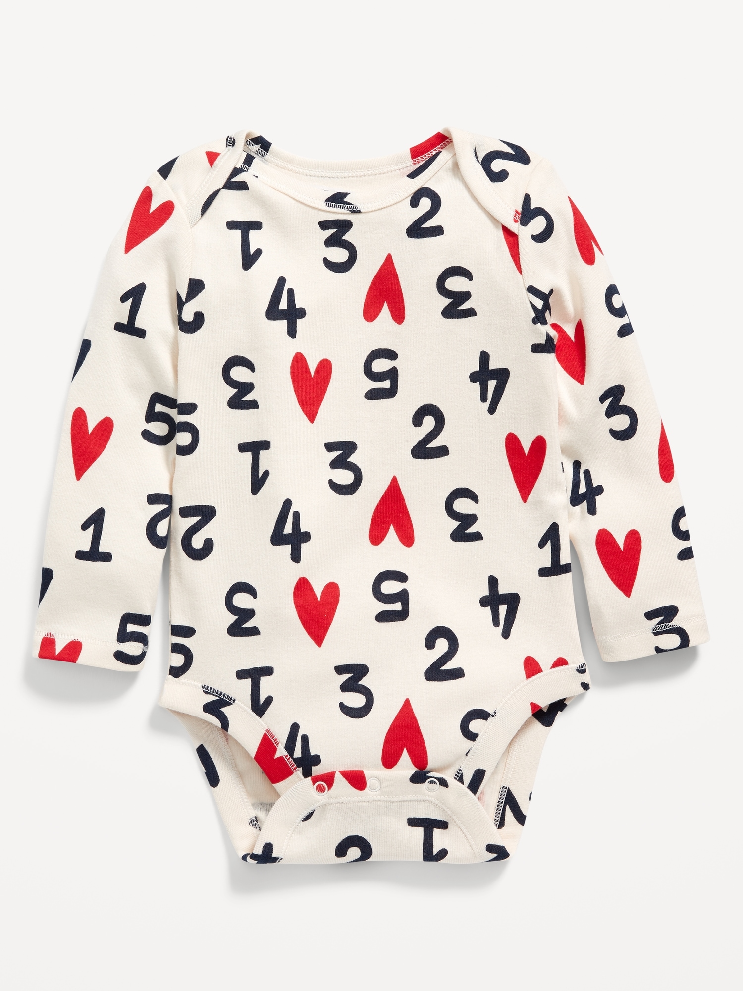 Unisex Long-Sleeve Heart-Print Bodysuit for Baby