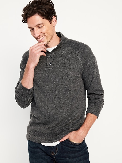 Image number 1 showing, Mock-Neck Button-Front Pullover Sweater
