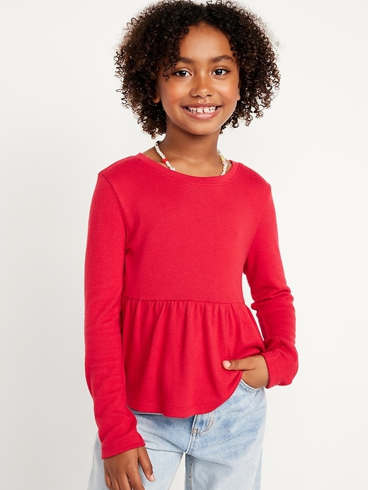 View large product image 1 of 3. Cozy-Knit Peplum Top for Girls