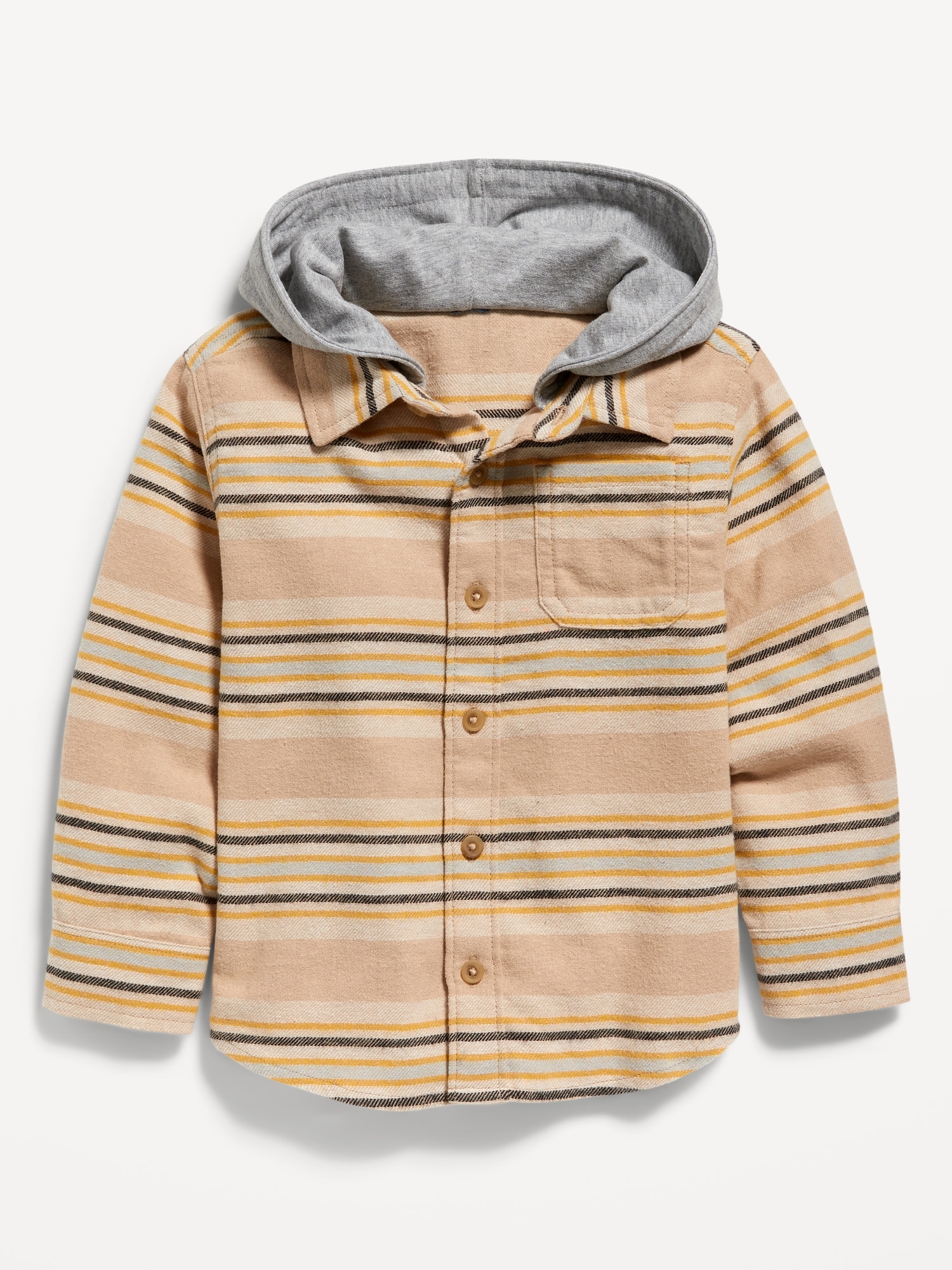 Hooded Flannel Pocket Shirt for Toddler Boys