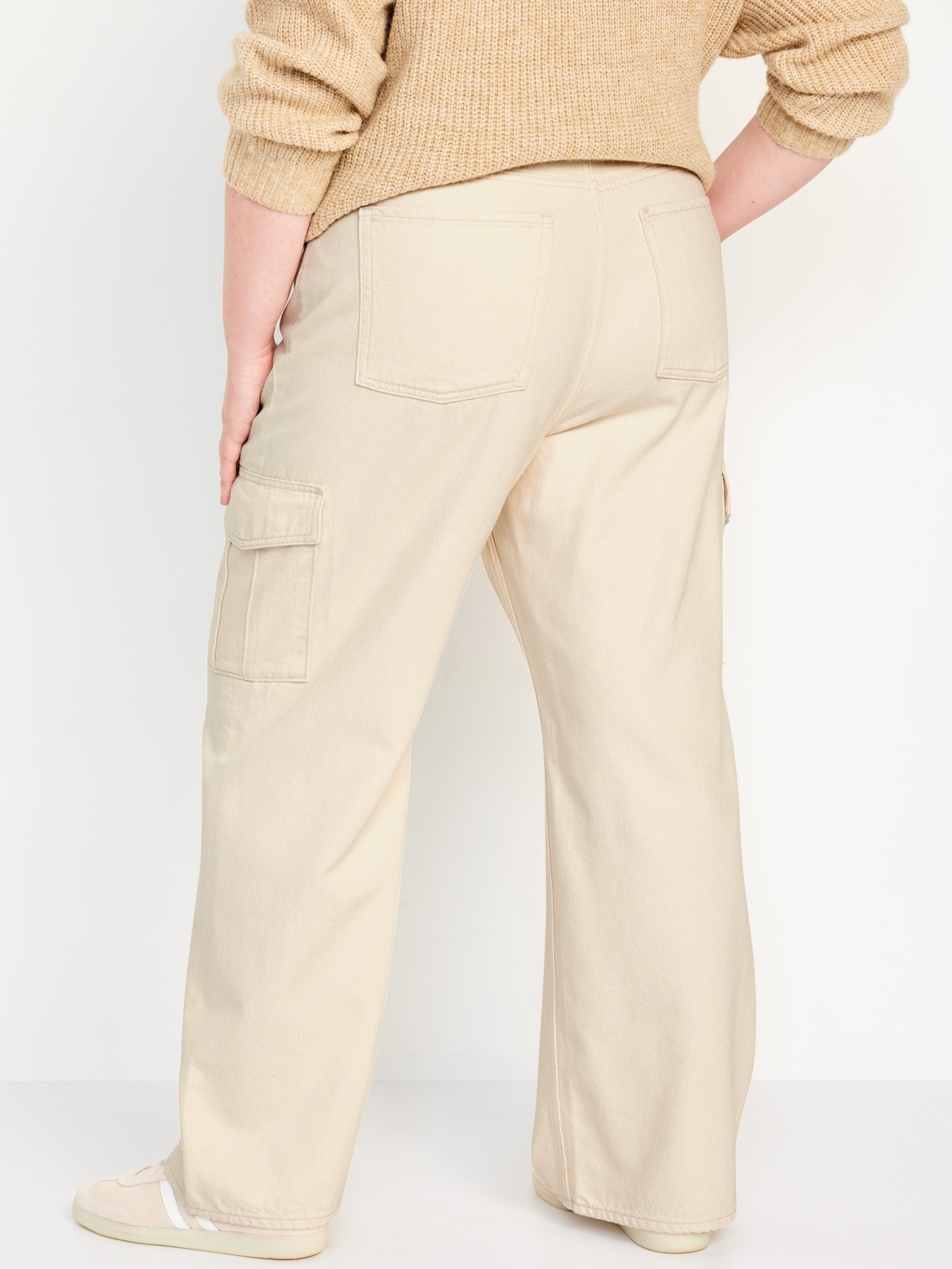 Womens GAP Jeans Tan Cotton Cargo Capri Pants with Back Flap Pockets Size 4