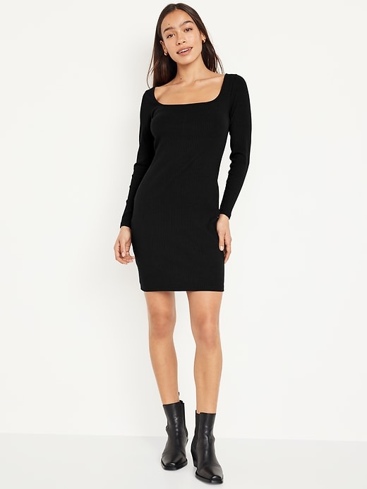 Image number 1 showing, Fitted Square-Neck Mini Dress