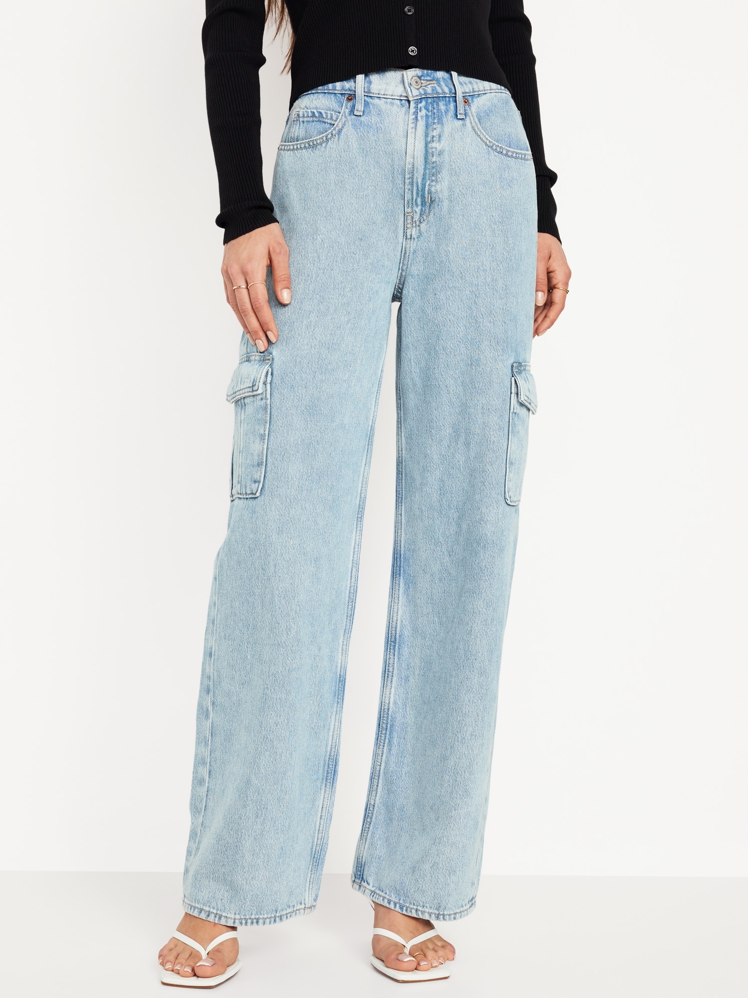Extra High-Waisted Wide-Leg Cargo Jeans for Women | Old Navy