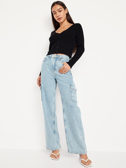 Extra High-Waisted Wide-Leg Cargo Jeans for Women | Old Navy