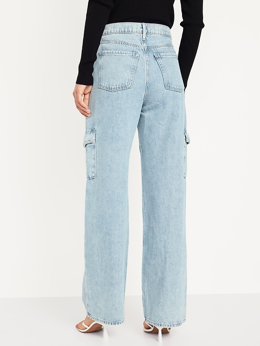 Image number 2 showing, Extra High-Waisted Wide-Leg Cargo Jeans
