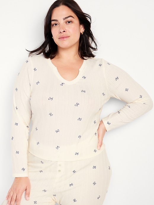 Image number 7 showing, Pointelle Knit Pajama Top