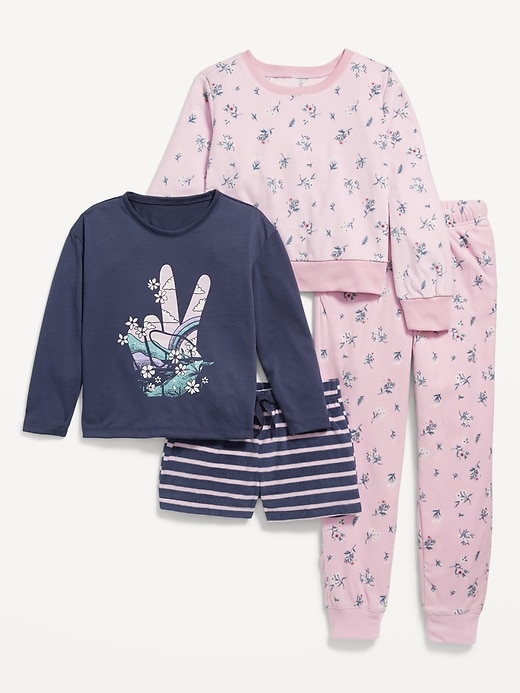 View large product image 1 of 2. 4-Piece Micro Fleece Printed Pajama Set for Girls