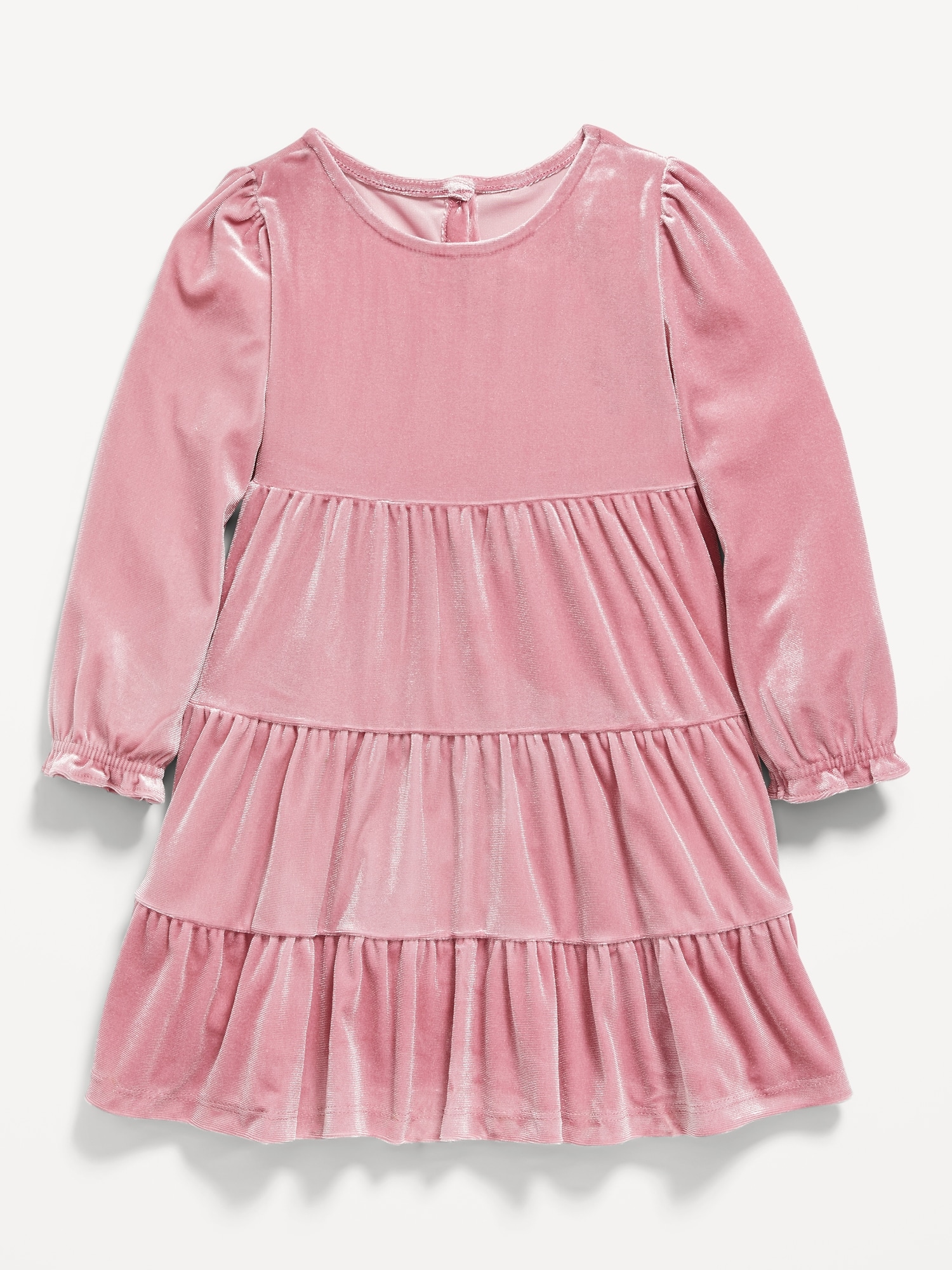 Long-Sleeve Tiered Velvet Dress for Toddler Girls | Old Navy