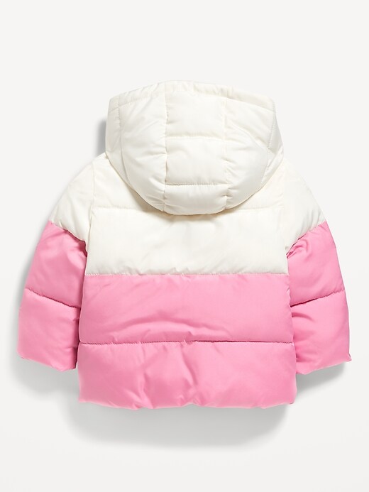 View large product image 2 of 2. Unisex Water-Resistant Color-Block Heart Puffer Jacket for Baby